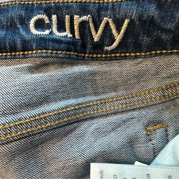 Slink Jeans Curvy size 14 Jeans rise 10 1/2", inseam 26" cropped, distressed - Picture 4 of 5